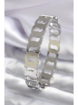 316L Çelik Gümüş Renk Geçme Halka Model Kadın Kelepçe