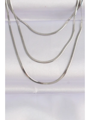 316L Çelik Gümüş Renk İtalyan Zincir Çoklu Kolye