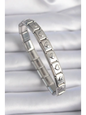 316L Çelik Gümüş Renk Kalp İşleme Nomination Charm Bileklik