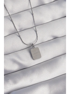 316L Çelik Gümüş Renk Kare Charm Model Kolye