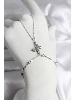 316L Çelik Gümüş Renk Kelebek Model Kadın Şahmeran