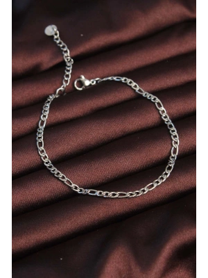 316L Çelik Gümüş Renk Kuş Gözü Erkek Zincir Bileklik