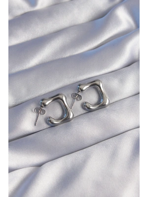 316L Çelik Gümüş Renk Minimal Bubble Küpe