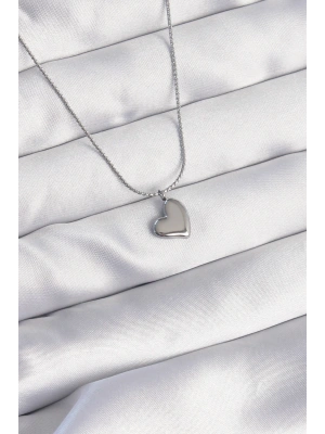 316L Çelik Gümüş Renk Minimal Kalp Tasarımlı Kolye
