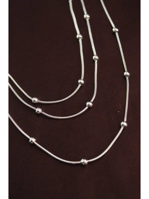 316L Çelik Gümüş Renk Minimal Topçuk Model Çoklu Kolye