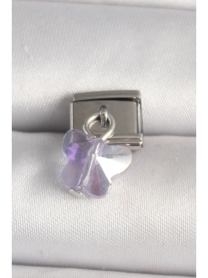 316L Çelik Gümüş Renk Mor Zirkon Taşlı Nomination Charm