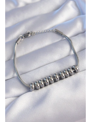 316L Çelik Gümüş Renk Oval Figürlü Bileklik