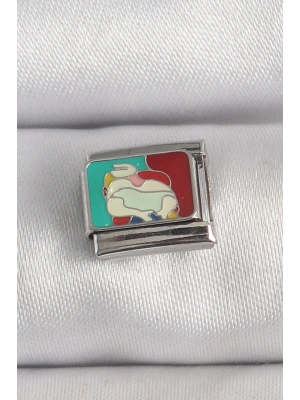 316L Çelik Gümüş Renk Renkli Portre Model Nomination Charm