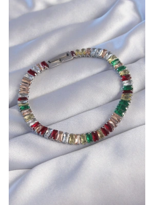 316L Çelik Gümüş Renk Renkli Su Yolu Tasarımlı Bileklik