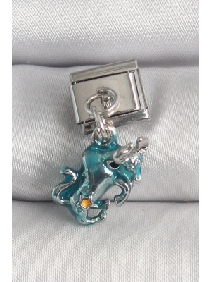 316L Çelik Gümüş Renk Sallantı Mavi Boğa Model Nomination Charm