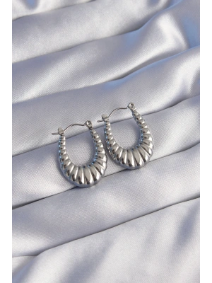 316L Çelik Gümüş Renk Uzun Baklava Görünümlü Küpe