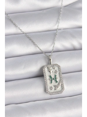 316L Çelik Gümüş Renk Zincir Balık Burcu Zirkon Taşlı Kadın Kolye