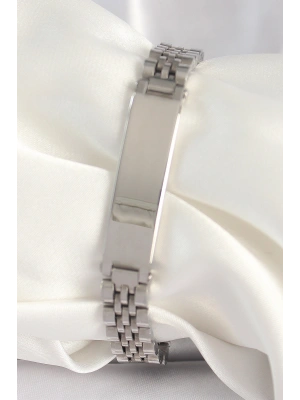 316L Çelik Gümüş Renk Zincir Künye Model Erkek Bileklik