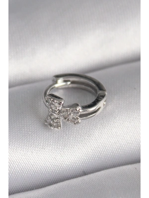 316L Çelik Gümüş Renk Zirkon Taşlı Kurdele Model Tragus Piercing