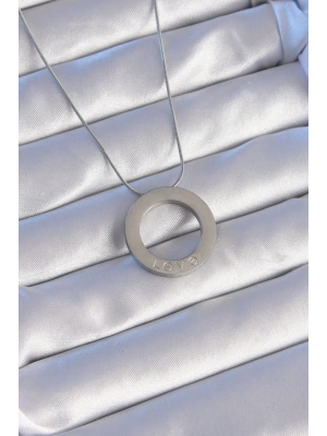 316L Çelik Gümüş Renk Zirkon Taşlı Model Kolye