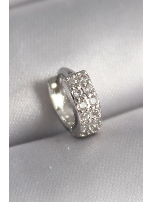 316L Çelik Gümüş Renk Zirkon Taşlı Tragus Piercing