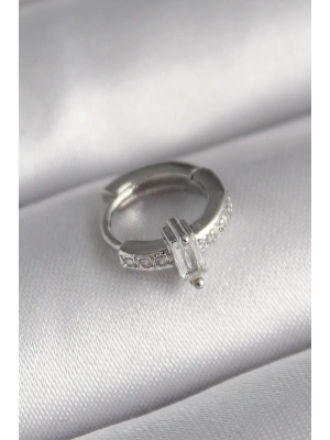 316L Çelik Gümüş Renk Zirkon Taşlı Tragus Piercing