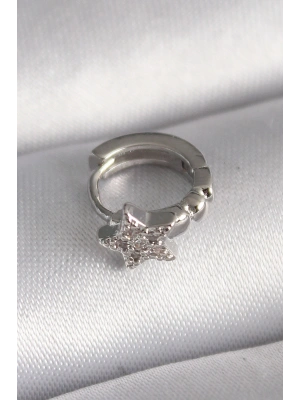 316L Çelik Gümüş Renk Zirkon Taşlı Yıldız Model Tragus Piercing