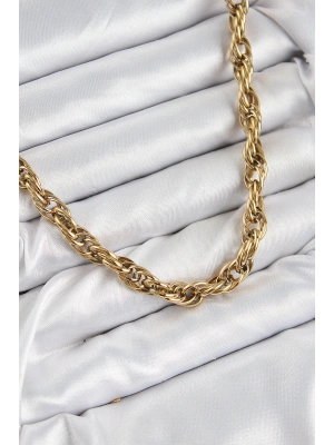 316L Çelik Halat Model Gold Renk Kadın Kolye