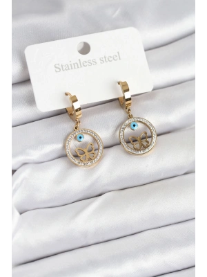 316L Çelik Halka Kelebek Kadın Küpe