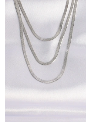 316L Çelik İtalyan Zincir Gümüş Renk Çoklu Kolye