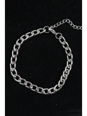 316L Çelik Kalın Klasik Model Gümüş Renk Erkek Bileklik