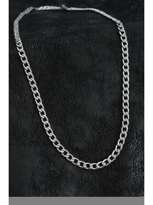 316L Çelik Kalın Klasik Zincir Model Gümüş Renk Erkek Kolye