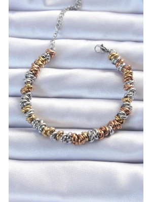 316L Çelik Karışık Renkli İç İçi Geçmeli Bombeli Bileklik