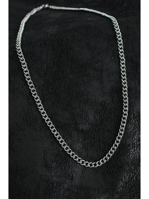 316L Çelik Klasik Oval Zincir Model Gümüş Renk Erkek Kolye