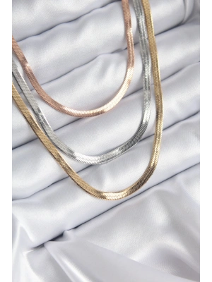 316L Çelik Mix Renk İtalyan Zincir Model Kadın Kolye