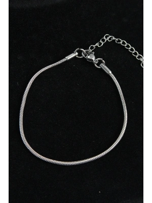 316L Çelik Oval İtalyan Model Gümüş Renk Erkek Bileklik