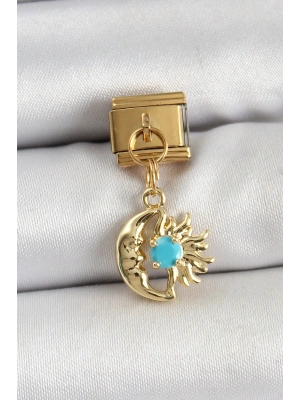 316L Çelik Sallantılı Ay Ve Güneş Model Gold Renk Nomination Charm
