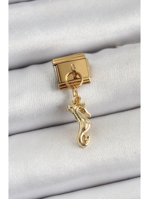 316L Çelik Sallantılı Deniz Atı Model Gold Renk Nomination Charm
