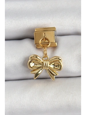316L Çelik Sallantılı Fiyonk Model Gold Renk Nomination Charm