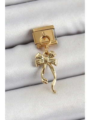 316L Çelik Sallantılı Uzun Fiyonk Model Gold Renk Nomination Charm