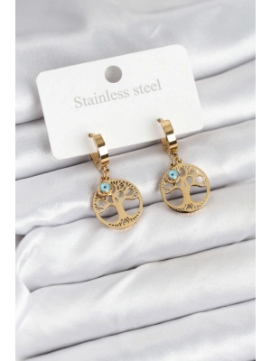 316L Çelik Yaşam Ağacı Model Kadın Küpe