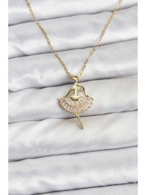 316L Çelik Zincir Gold Renk Balerin Model Kadın Kolye