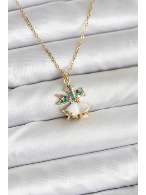 316L Çelik Zincir Gold Renk Chirtsmas Bell Model Yılbaşı Temalı Kadın Kolye