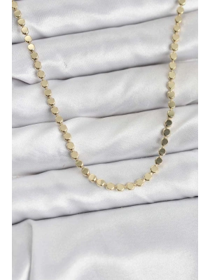 316L Çelik Zincir Gold Renk Ezme Zincir Model 65 cm Kadın Kolye
