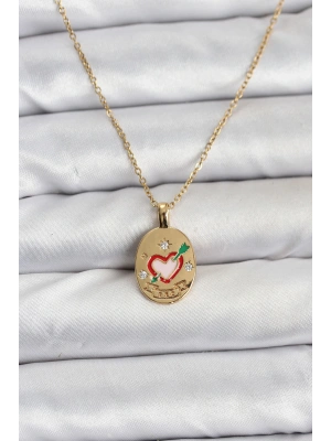 316L Çelik Zincir Gold Renk Kalp Figürlü Kadın Kolye
