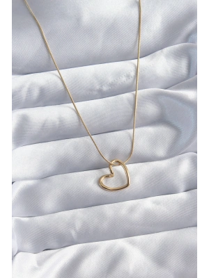 316L Çelik Zincir Gold Renk Kalp Model Kadın Kolye