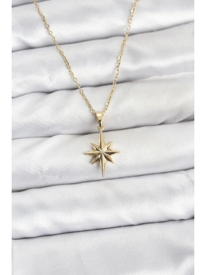 316L Çelik Zincir Gold Renk Kutup Yıldızı Model Kadın Kolye