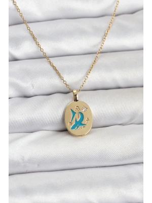 316L Çelik Zincir Gold Renk Shark Figür Kadın Kolye