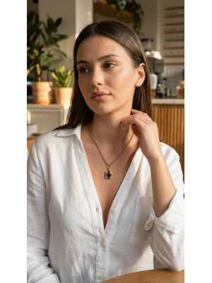 316L Çelik Zincir Gold Renk Vintage Model Kadın Kolye