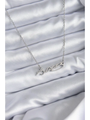 316L Çelik Zincir Gümüş Renk Atatürk İmza Figür Kadın Kolye