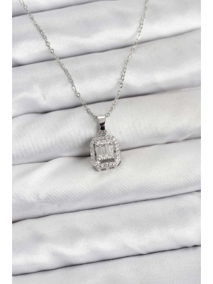 316L Çelik Zincir Gümüş Renk Baget Model Kadın Kolye