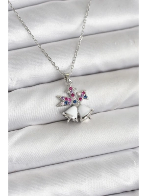 316L Çelik Zincir Gümüş Renk Chirtsmas Bell Model Yılbaşı Temalı Kadın Kolye