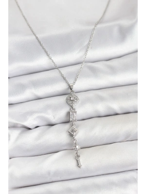 316L Çelik Zincir Gümüş Renk Kutup Yıldızı Enerji Model Kadın Y Kolye