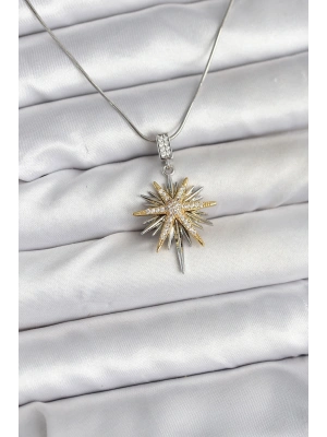316L Çelik Zincir Gümüş Renk Kutup Yıldızı Model Kadın Kolye