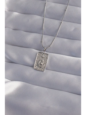 316L Çelik Zincir Gümüş Renk Lazer İşlemeli Göz Figür Tarot Kolye